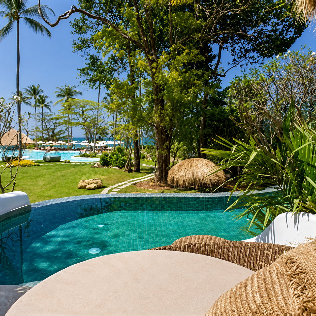 Zimmer und Poolbereich im Eden Beach Khao Lak Resort und Spa