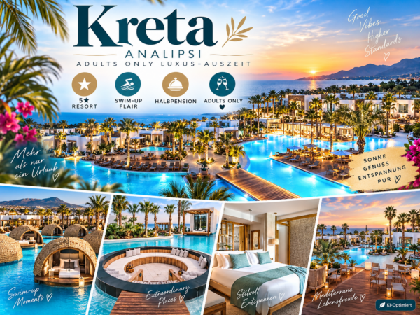Griechenland: Kreta – Analipsi Stella Island Luxury Resort & Spa – 10 Tage inklusive Flug Doppelzimmer Deluxe swim-up Terrasse ab 1.633 €