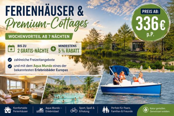 Center Parcs Wochenvorteil bis zu 2 Nächte gratis ab 7 Nächten Aufenthalt