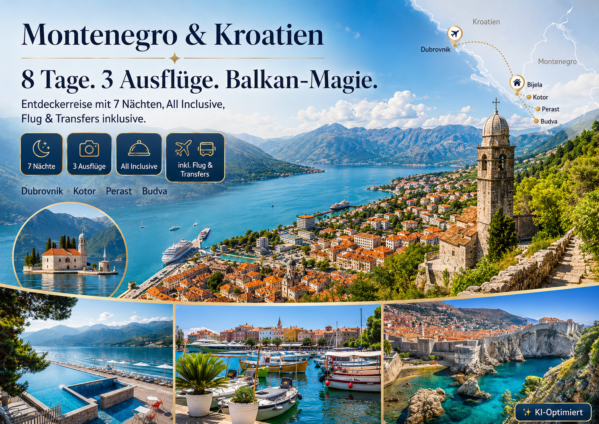 Montenegro und Kroatien – Balkans Entdeckerreise durch Montenegro und Kroatien – 8 Tage inklusive Flug und All Inclusive ab 899 €