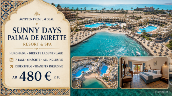 Ägypten: Hurghada – Sunny Days Palma De Mirette Resort & Spa 4 Sterne- 6 Tage mit Flug und All Inclusive
