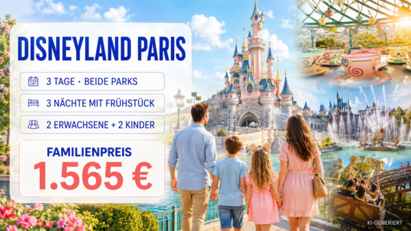 Disneyland Paris: Eintritt für Disneyland® Park & Disney Adventure World – inklusive 3 Tage Hotelübernachtung und Frühstück