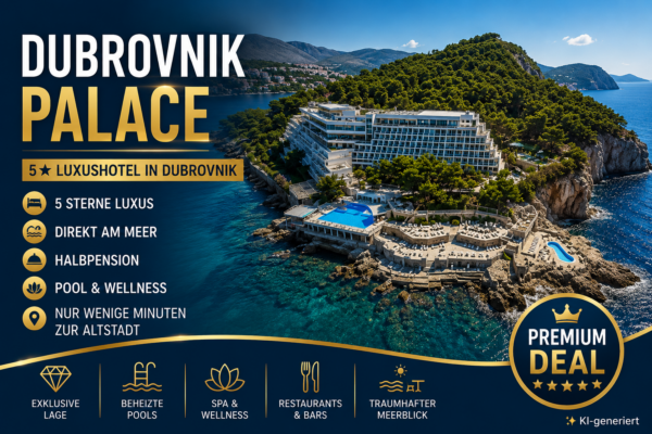 Kroatien – Dubrovnik Palace – 7 Nächte im 5 Sterne – Luxushotel mit Halbpension und Meerblick
