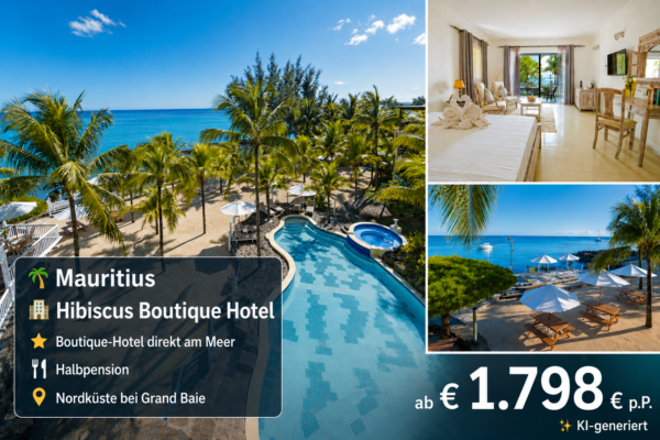 Mauritius – Hibiscus Boutique Hotel mit Halbpension am Traumstrand von Pereybere