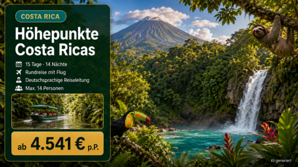 Costa Rica – San José & Umgebung – San José Höhepunkte Costa Ricas 14 Nächte Rundreise