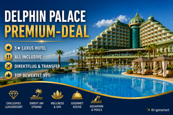 Türkei – Delphin Palace Premium-Deal 2026: 8 Tage im 5 Sterne Luxusresort in Lara * All Inclusive, Flug, Transfer