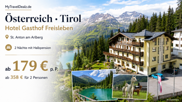Österreich: Tirol – Arlberg – Hotel Gasthof Freisleben in St. Anton am Arlberg – 3 Tage mit Halbpension