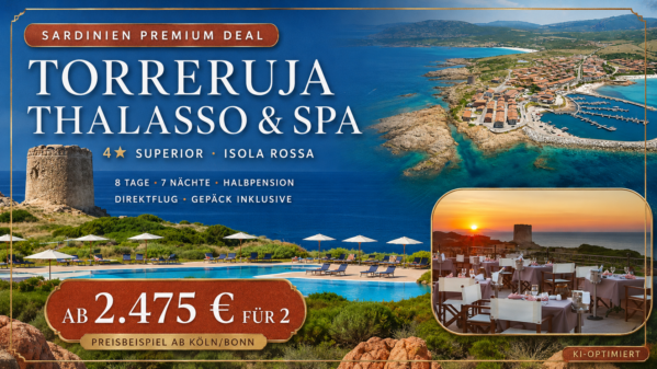 Italien: Sardinien – Isola Rossa – Hotel Relax Torreruja Thalasso & SPA – 8 Tage incl. Flug und Halbpension