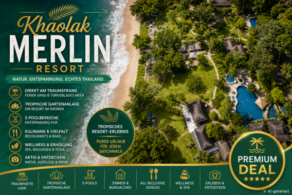 Thailand – Khaolak Merlin Resort – 14 Nächte im tropischen Naturresort direkt am Strand – Flug und Frühstück