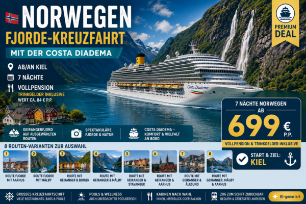 Kreuzfahrt mit Costa Diadema ab/an Kiel