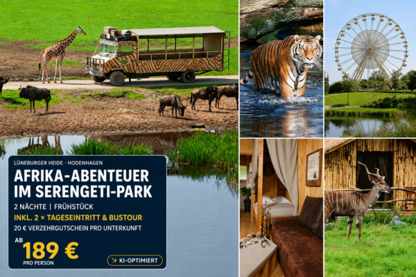 Afrika-Abenteuer im Serengeti-Park Hodenhagen – Übernachtung & Safari mit Frühstück