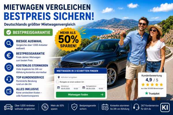 CHECK24 Mietwagen – Deutschlands größter Mietwagenvergleich mit Bestpreisgarantie * Mehr als 50% sparen