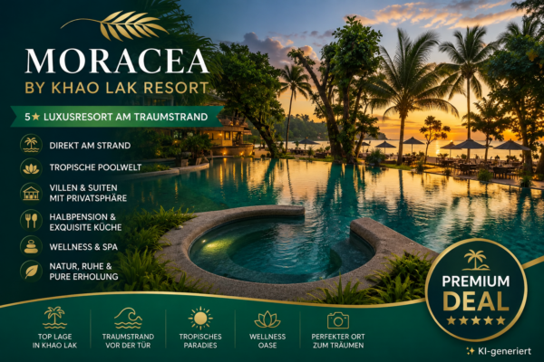 Thailand – Moracea by Khao Lak Resort Premium-Deal 2026/2027: 5 Sterne-Strandurlaub zwischen Dschungel u. Andamanensee