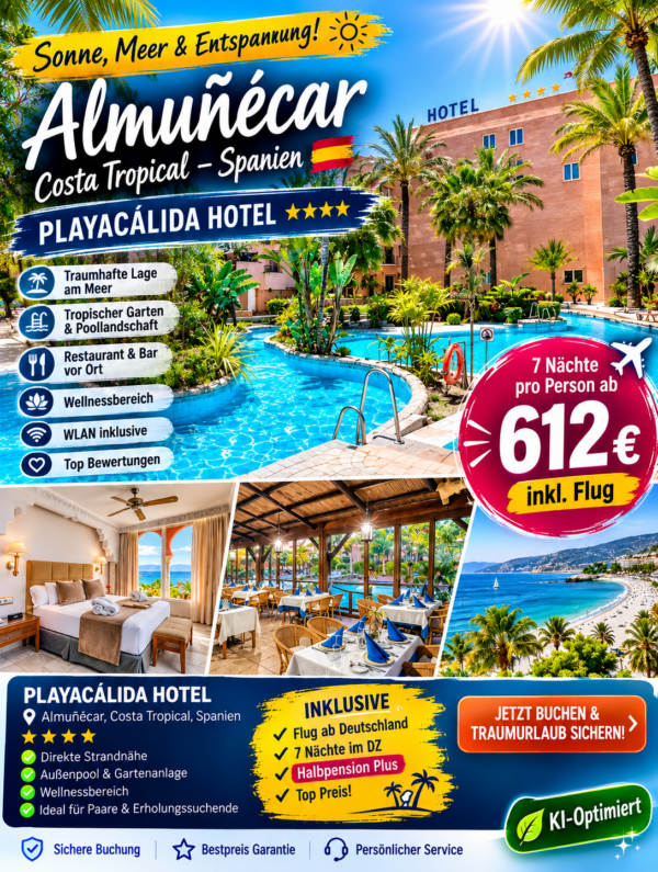 Spanien – Playacálida Hotel 4★★★★ Flug mit 7 Nächten & Halbpension
