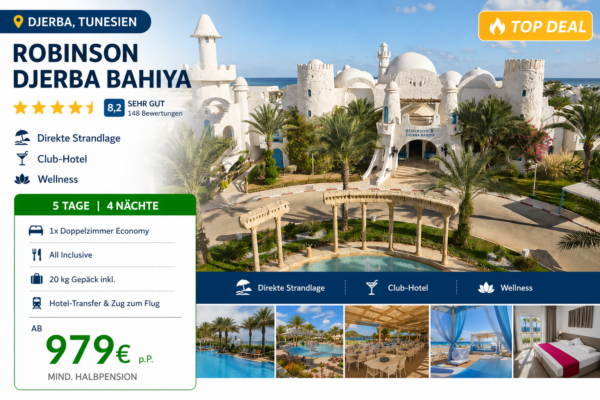 Tunesien – Robinson Djerba Bahiya mit All Inclusive & direkter Strandlage
