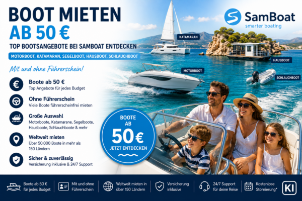 Boot mieten ab 50 € – Top Bootsangebote bei SamBoat entdecken: Motorboot, Katamaran, Segelboot, Hausboot, Schlauchboot * mit und ohne Führerschein