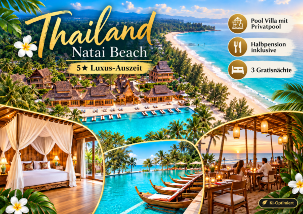 Thailand: Natai Beach – Khao Lak – Santhiya Phuket Natai Resort & Spa – 12 Tage inklusive Flug Pool Villa Deluxe und Halbpension ab 1.604 €