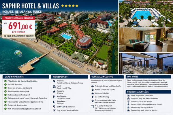 Türkei: 5★ Saphir Hotel & Villas mit Ultra All Inclusive & Privatstrand
