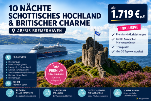 Schottland, Hebriden & Südengland: 10 Nächte Premium-Kreuzfahrt mit Mein Schiff 3