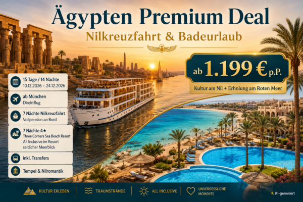 Ägypten mit Nilkreuzfahrt – Superiorschiff – Three Corners Sea Beach Resort