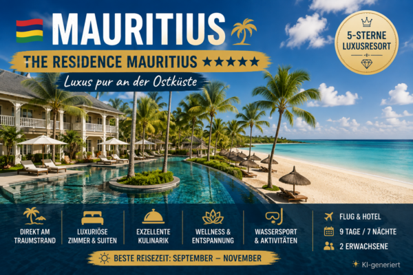 The Residence Mauritius: eleganter 5‑Sterne‑Luxus am Indischen Ozean