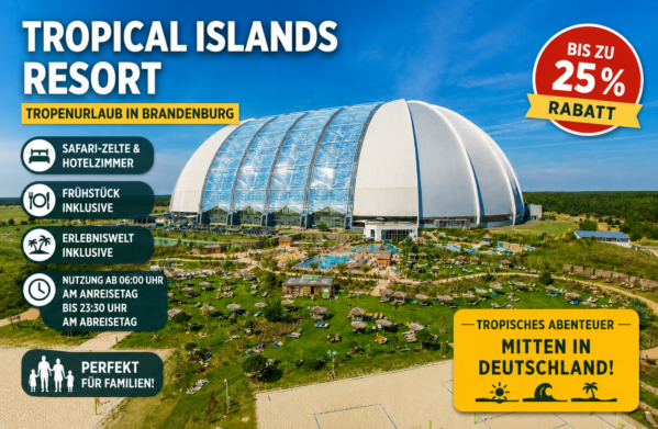 Tropical Islands Resort – Safari Zelte und Hotelzimmer