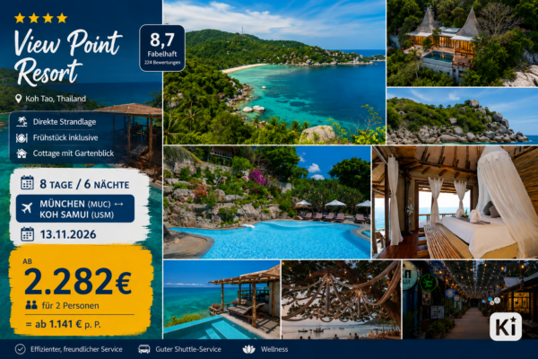 Thailand – View Point Resort Koh Tao – Exklusives Boutique-Resort mit privater Atmosphäre