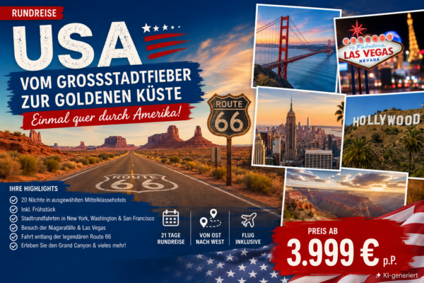 Vom Großstadtfieber zur goldenen Küste 22-tägig inkl. Flüge – quer durch Amerika
