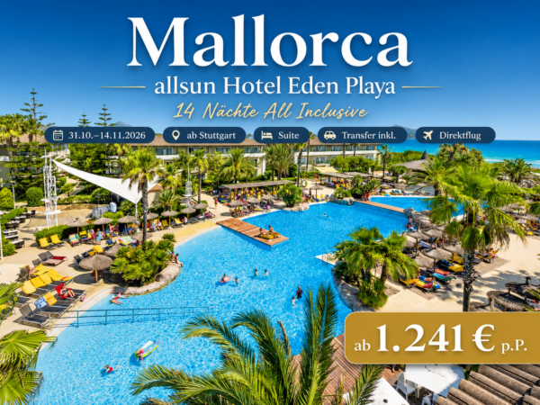 Spanien: Mallorca – Playa de Muro allsun Hotel Eden Playa