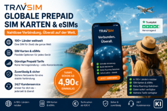 travSIM – Globale Prepaid SIM-Karten & eSIMs für nahtlose Reiseverbindung * Genießen Sie auf jeder Reise nahtlose globale Konnektivität und lassen Sie Roaming-Gebühren hinter sich.